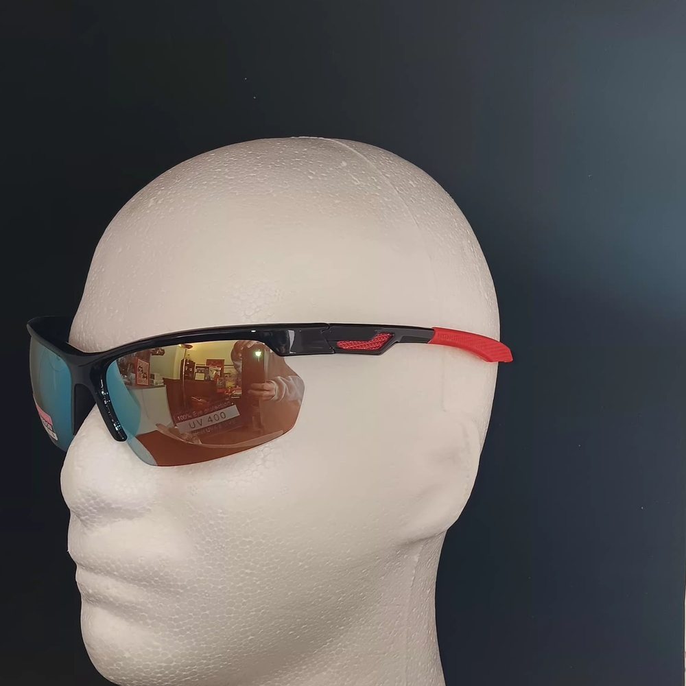 Men's Black and Red Sport Sunglasses